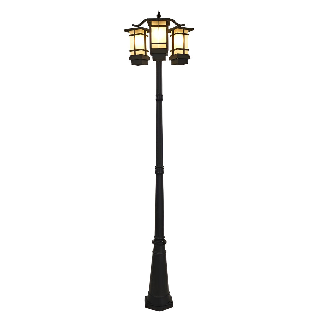 2-Head Outdoor Post Light - Modern Black Waterproof LED Fixture
