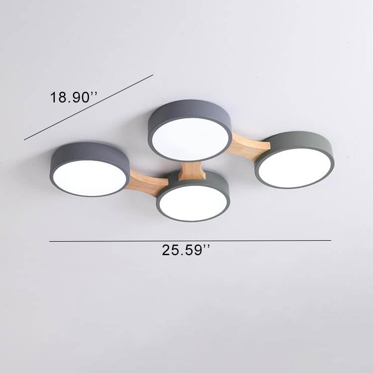 Modern Macaron Circle LED Flush Mount Ceiling Light - 3/4/5/8 Light Options, Stylish LED Fixture for Home Decor, Energy Efficient Ceiling Lighting