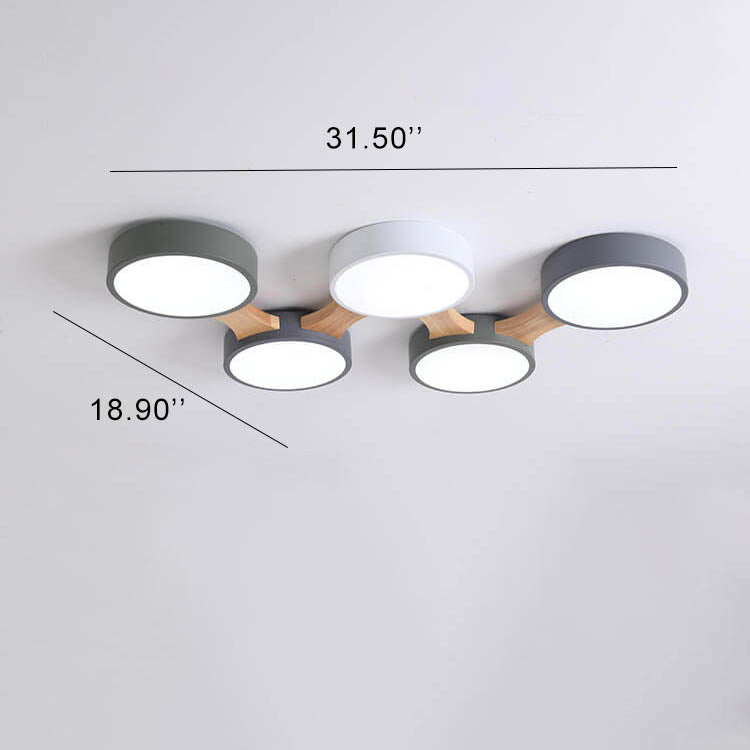 Modern Macaron Circle LED Flush Mount Ceiling Light - 3/4/5/8 Light Options, Stylish LED Fixture for Home Decor, Energy Efficient Ceiling Lighting
