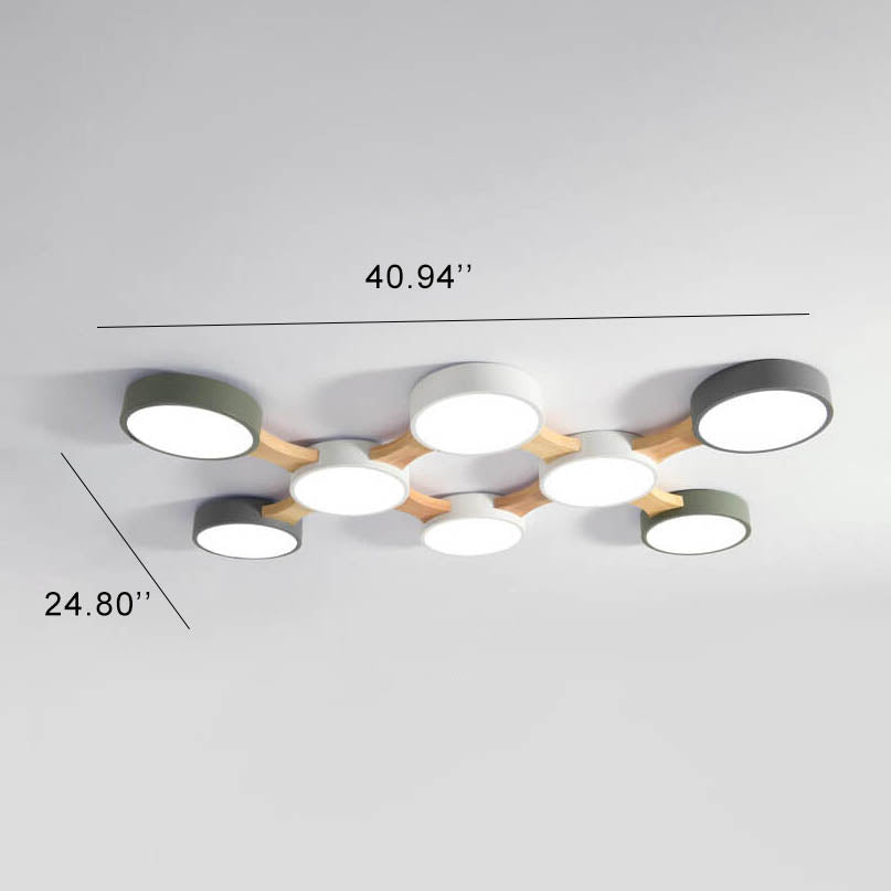 Modern Macaron Circle LED Flush Mount Ceiling Light - 3/4/5/8 Light Options, Stylish LED Fixture for Home Decor, Energy Efficient Ceiling Lighting