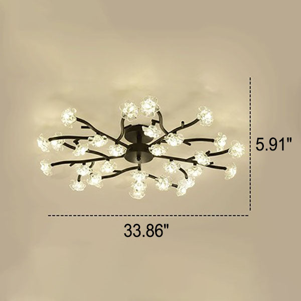 Nordic Creative Plum Blossom LED Semi-Flush Mount Ceiling Light