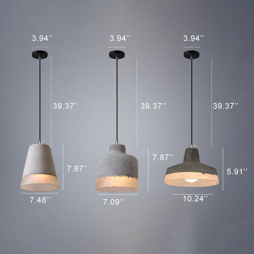 Industrial Minimalist Grey Cement Pendant Light - 1-Light Hanging Fixture