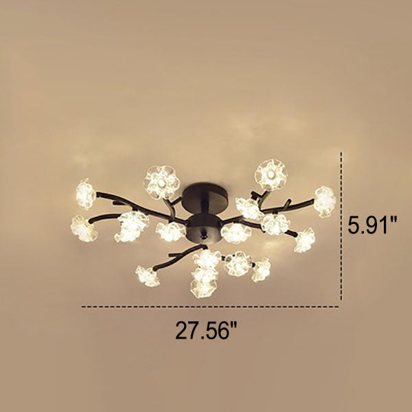 Nordic Creative Plum Blossom LED Semi-Flush Mount Ceiling Light