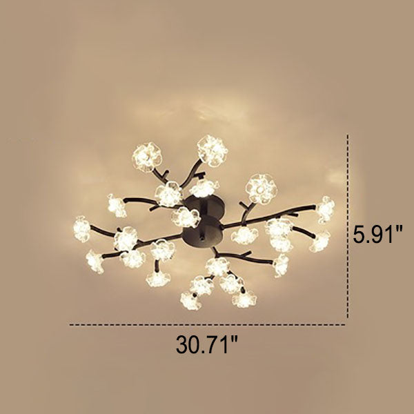 Nordic Creative Plum Blossom LED Semi-Flush Mount Ceiling Light