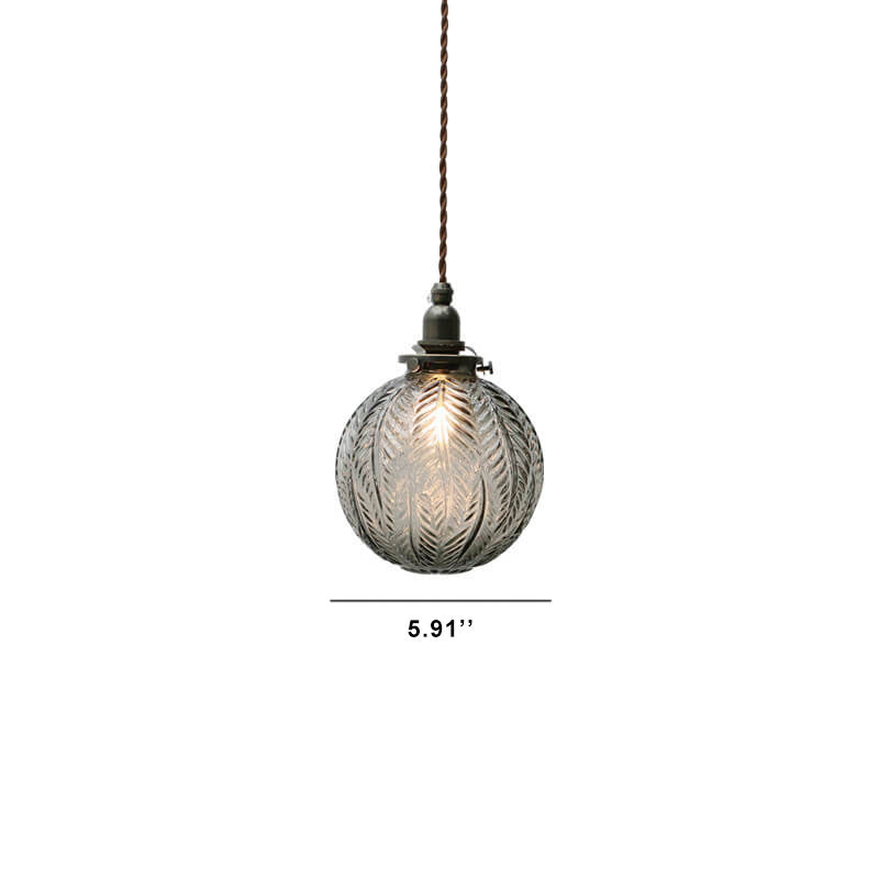 Retro Lotus Glass 1-Light Globe Pendant Light