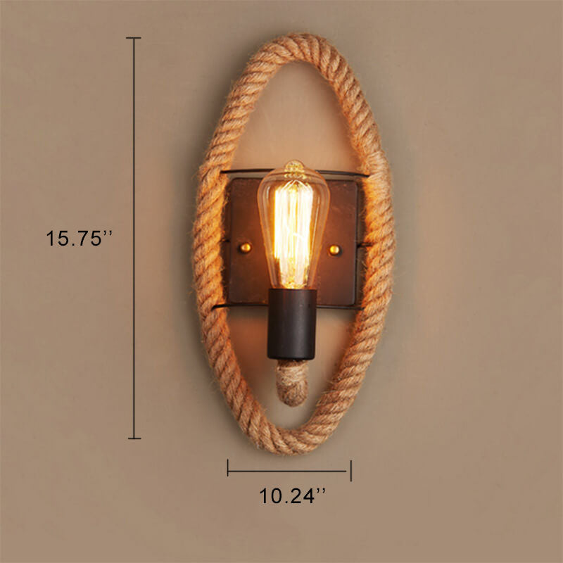 Vintage Hemp Rope Wall Sconce Lamp - 1-Light Design 

Elevate your home decor with this vintage-inspired hemp rope wall sconce lamp. Perfect for adding a rustic touch to any room, this 1-light fixture combines stylish design with practical lighting. Ideal