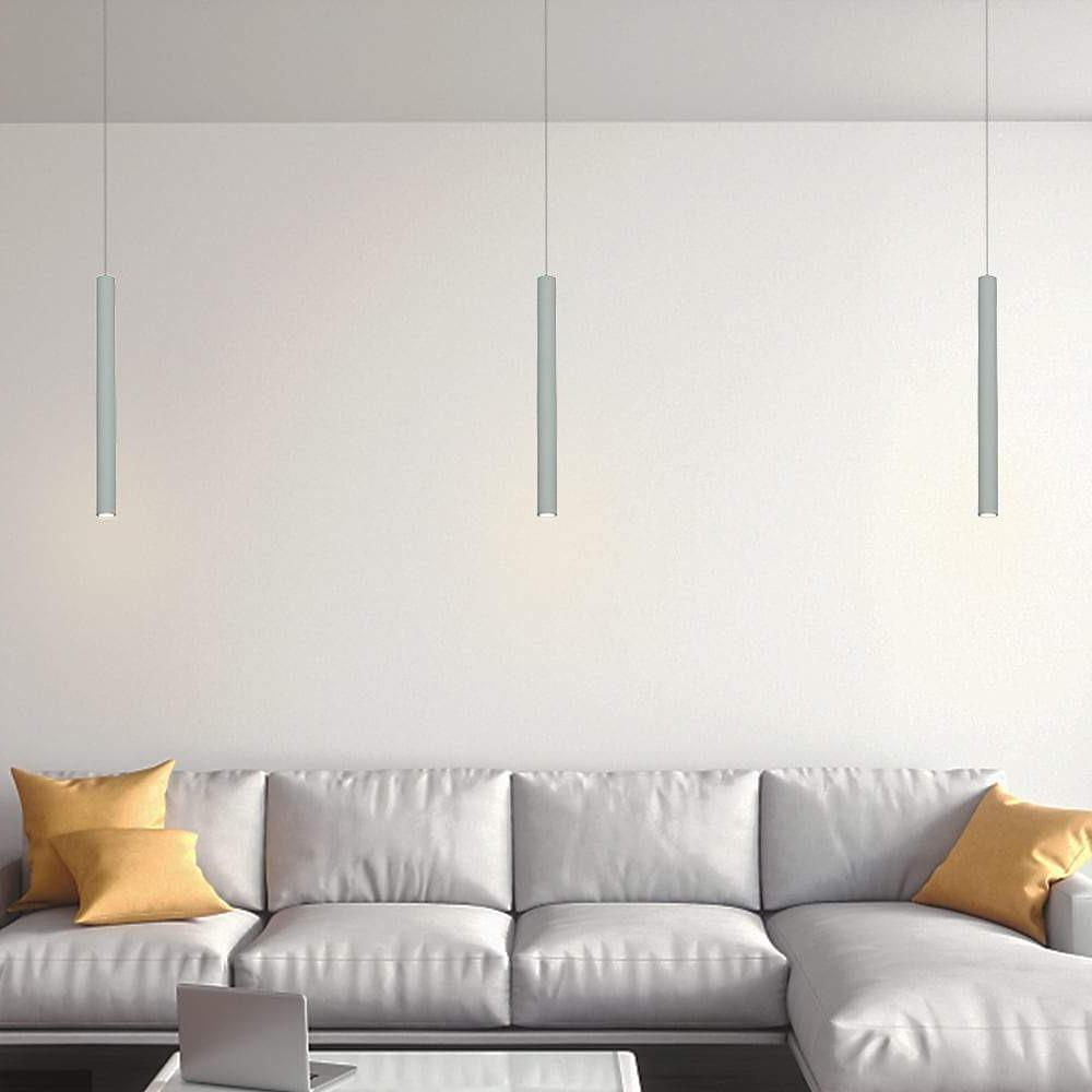 Thin Stick Black Pendant Light with Integrated LED Downlight