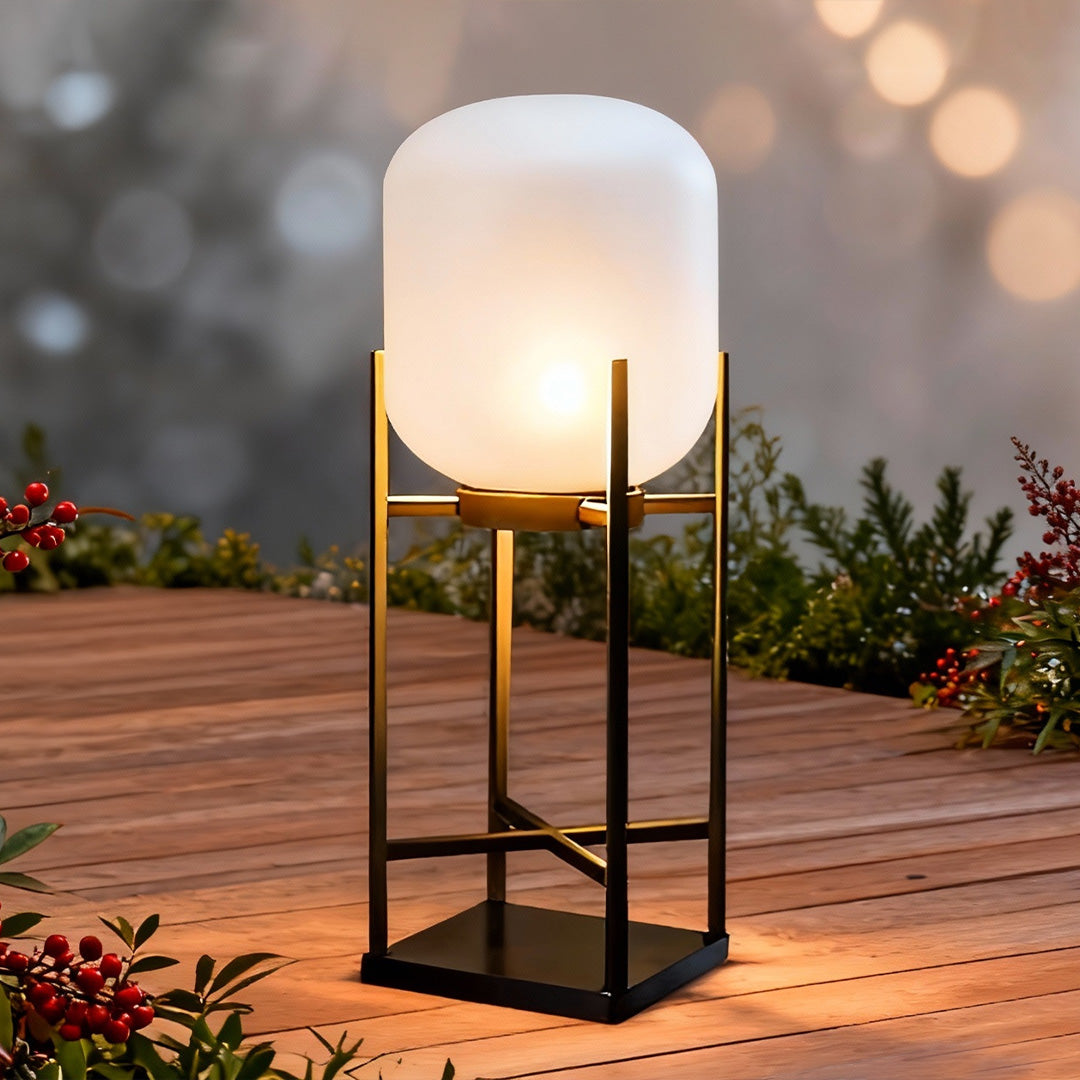 Outdoor LED Metal Floor Lamp - Standing Light Lantern for Patios, Gardens, and Decks