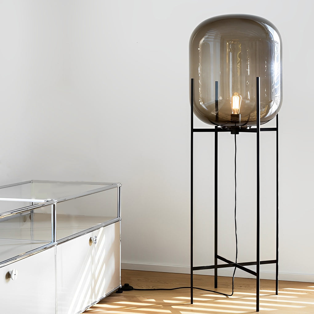 Bubble Glass Floor Lamp Industrial Rods Lighting