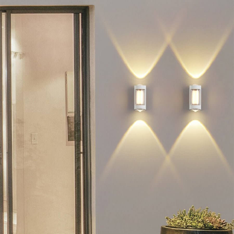 Sleek Dual-Directional Outdoor Wall Light - Modern Arc & Rectangle Design