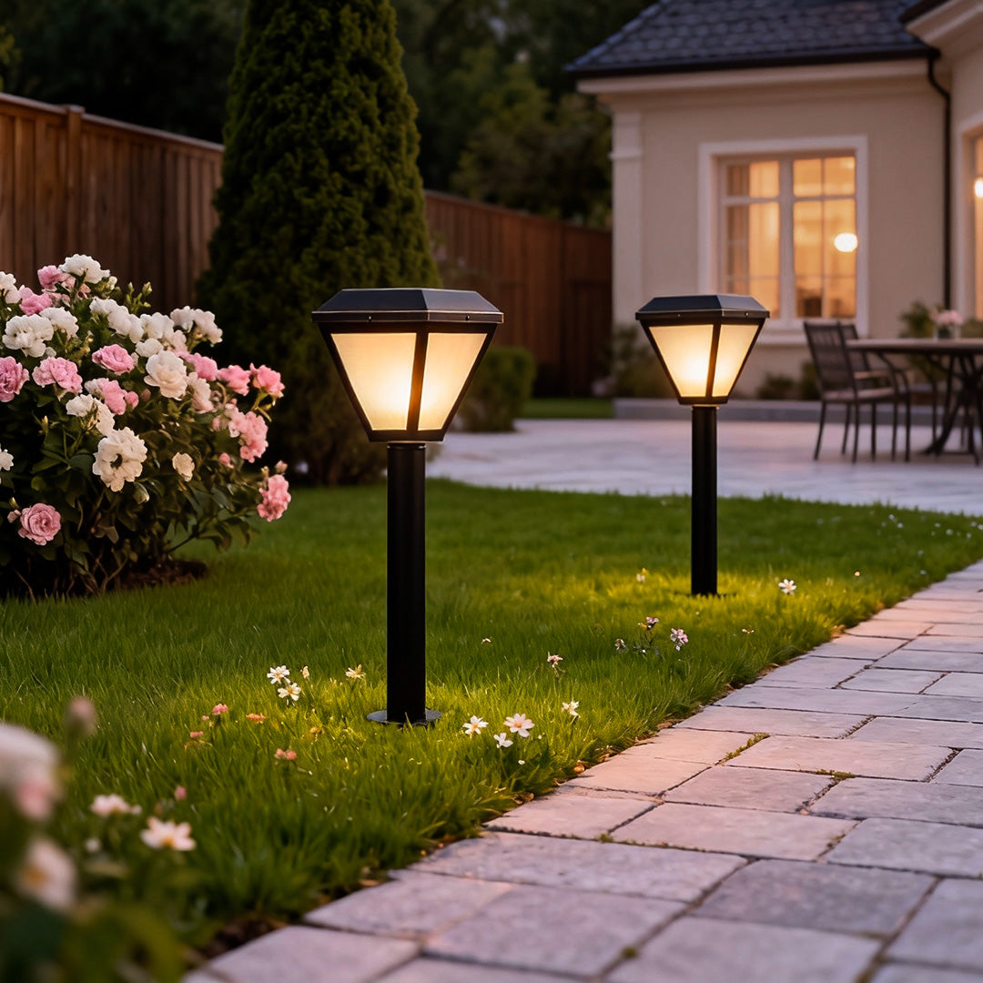 Solar LED Bollard Path Lights - Outdoor Landscape Lighting Stake for Driveways and Gardens
