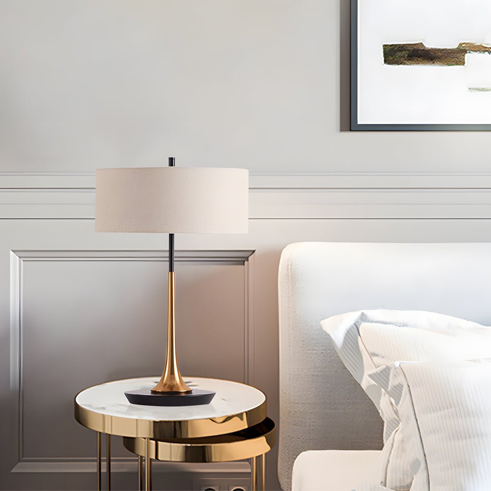 Elegant Modern Fabric Table Lamp with Metal Base and LED Bulb - Stylish Home Lighting