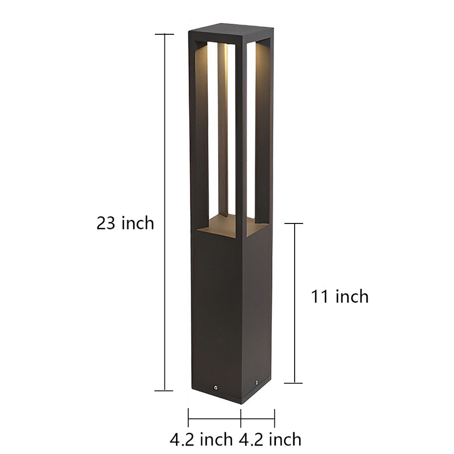 LED Bollard Garden Light - Black Aluminum Outdoor Landscape Lighting
