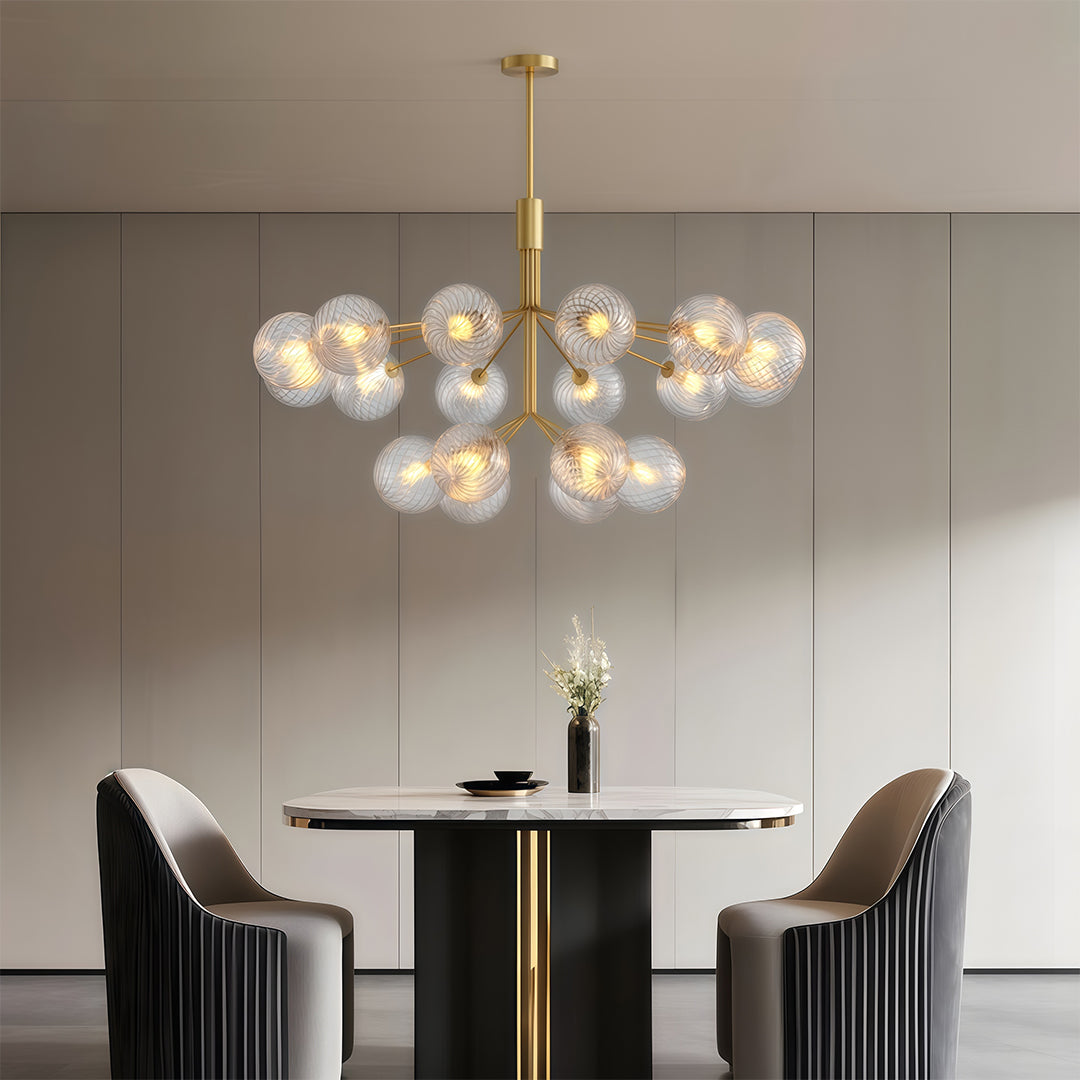 Luxury Copper Glass Ball Chandelier Modern Ceiling Light
