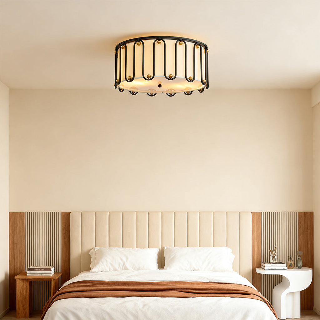 Vintage Drum Ceiling Light Flush Mount - Unique American Round Fixture