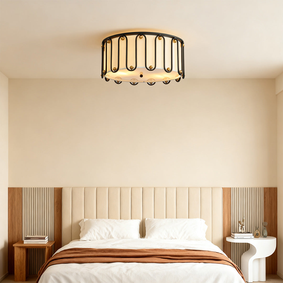 Vintage Drum Ceiling Light Flush Mount - Unique American Round Fixture