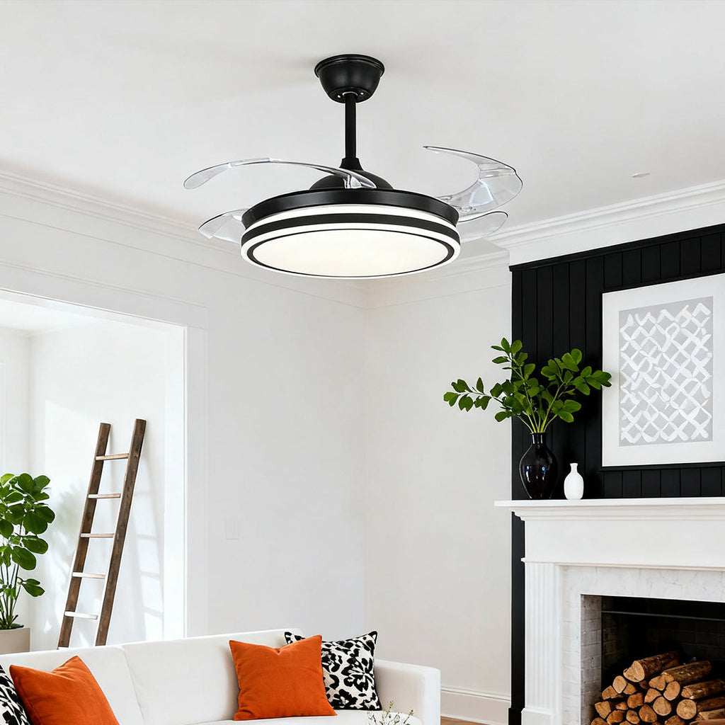 Black Ceiling Fan with Lights Remote Control All-Copper Stylish Lamp