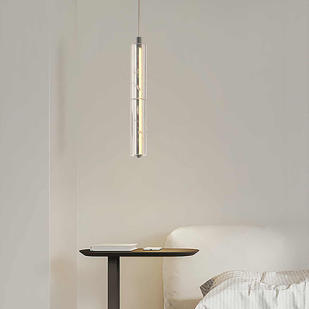 Modern Crystal Pendant Light Linear Ceiling Fixture Minimalist Design