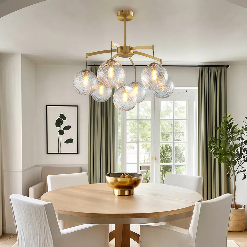 Modern Glass Ball Chandelier - Full Copper Ceiling Light