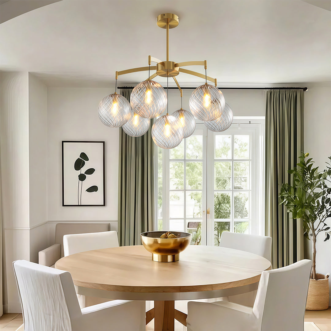 Modern Glass Ball Chandelier - Full Copper Ceiling Light