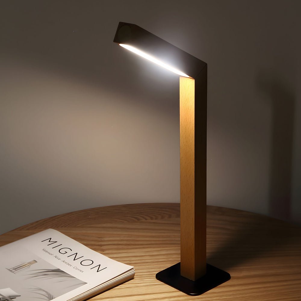 Nordic LED Desk Light - Dual Magnetic Touch Control Wooden Lamp