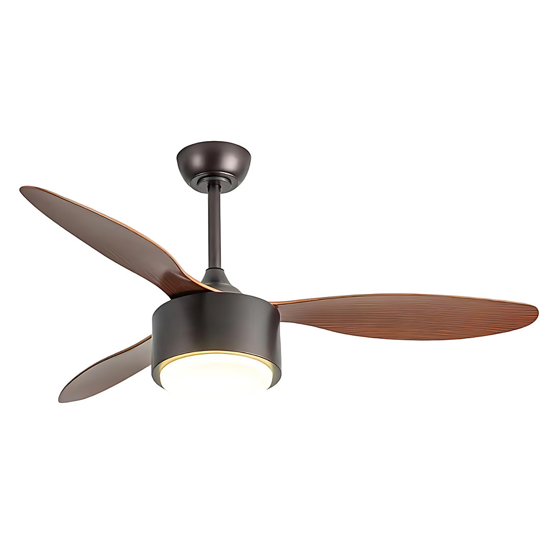 Silver Ceiling Fan with Light Wood Grain LED Light