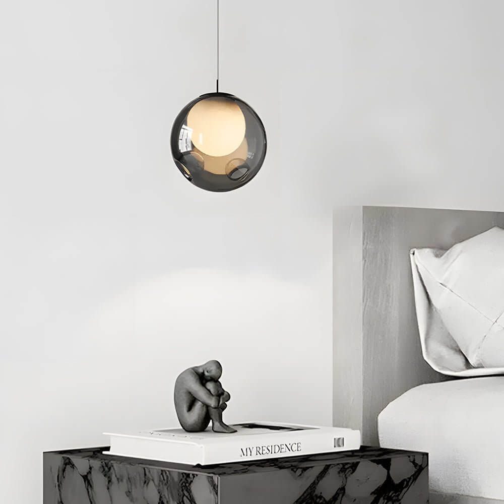 6.3-Inch Glass Bubble Pendant Light - Modern Clear Hanging Fixture