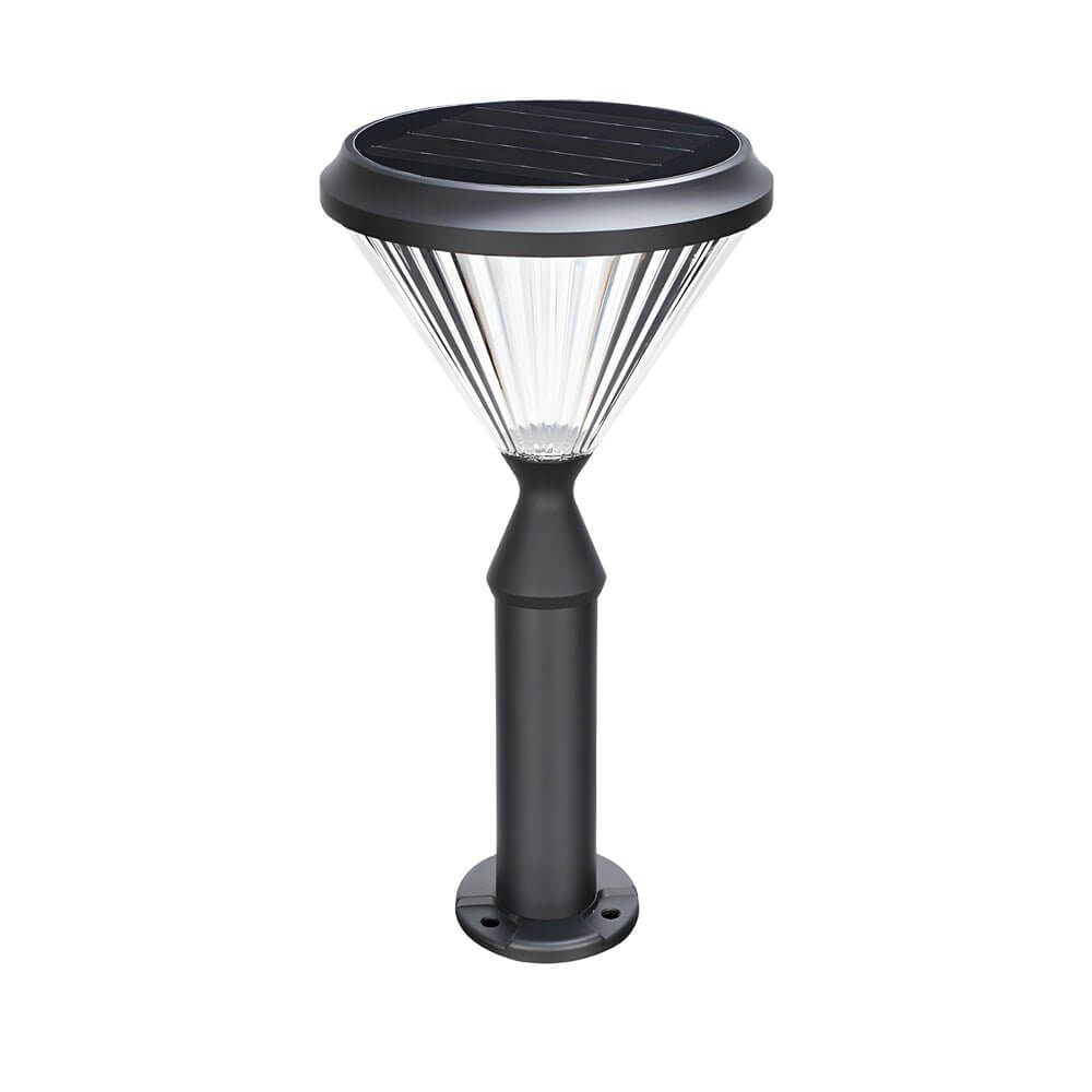 Sleek Solar LED Outdoor Landscape Post Lights - Tapered Black Top
