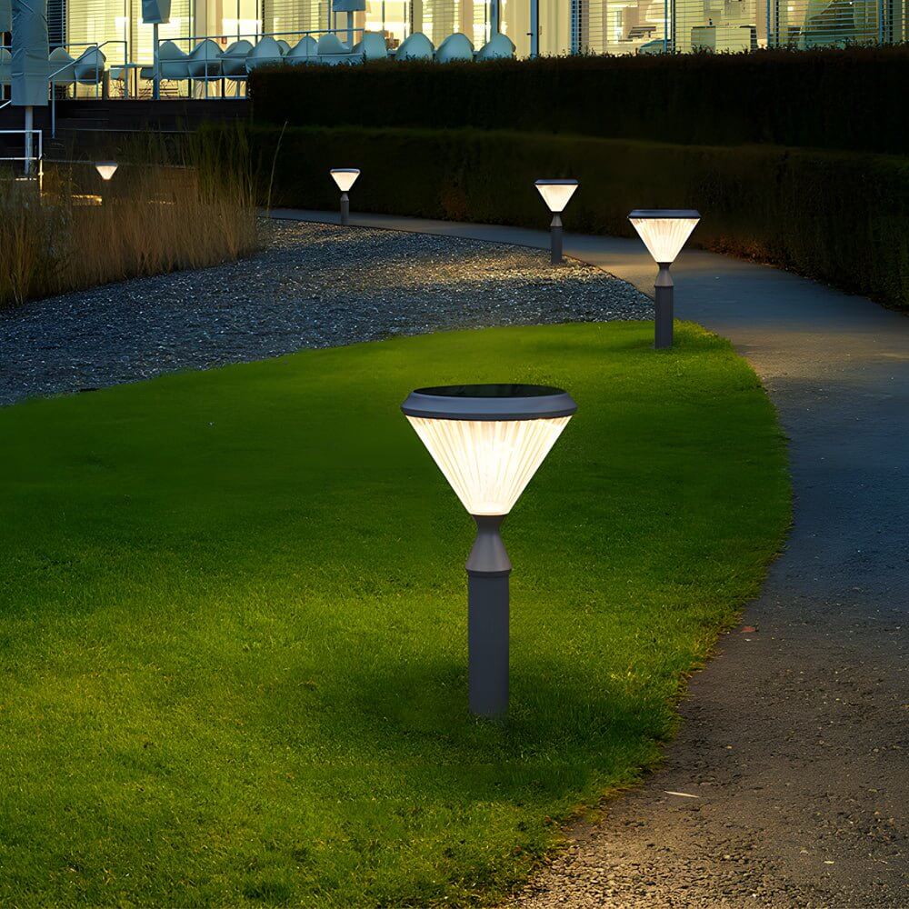 Sleek Solar LED Outdoor Landscape Post Lights - Tapered Black Top