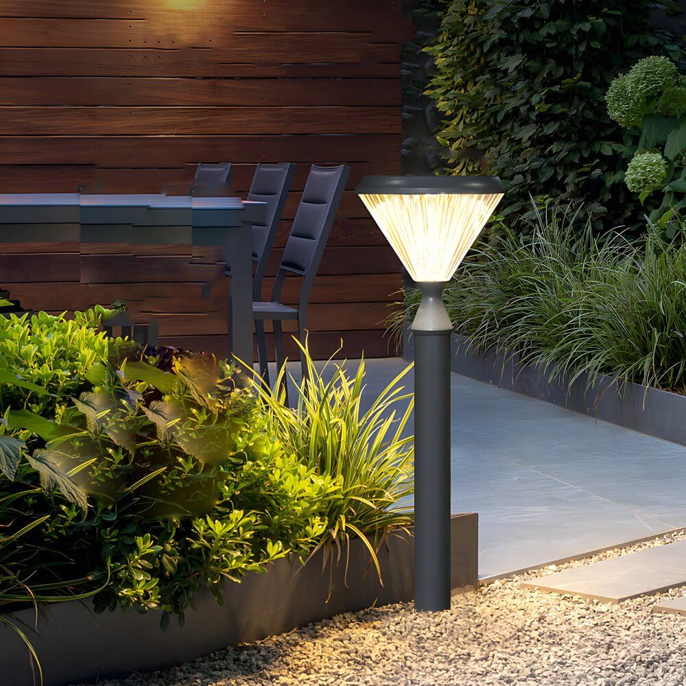 Sleek Solar LED Outdoor Landscape Post Lights - Tapered Black Top
