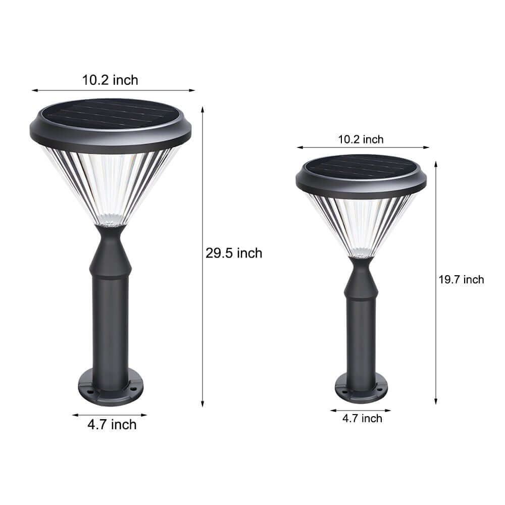 Sleek Solar LED Outdoor Landscape Post Lights - Tapered Black Top