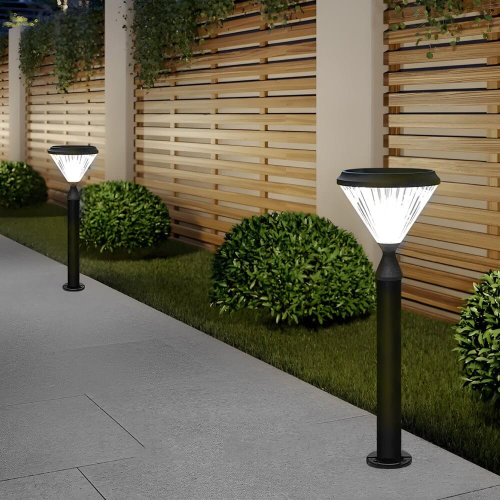Sleek Solar LED Outdoor Landscape Post Lights - Tapered Black Top