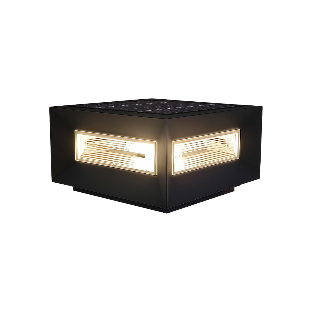 Square Pillar LED Solar Fence Post Light - Modern Cube Design, Outdoor Lighting Solution for Patios and Gardens