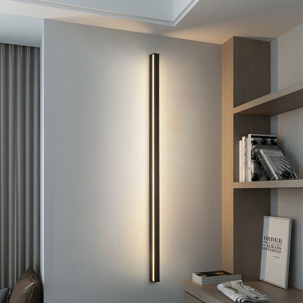 Modern Linear Outdoor Wall Sconce LED Black Lamp Minimalist Design