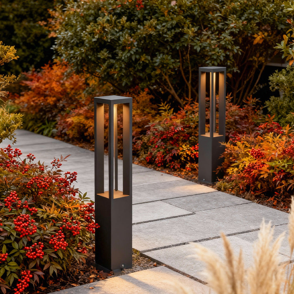 LED Bollard Garden Light - Black Aluminum Landscape Lighting