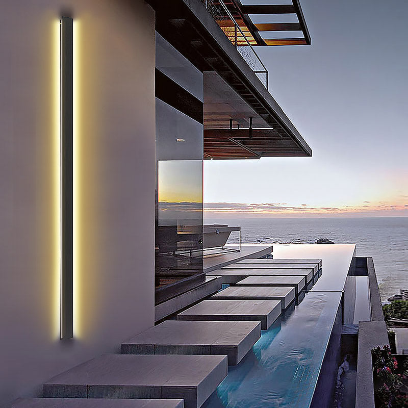 Modern LED Linear Wall Light - Black Outdoor Lighting
