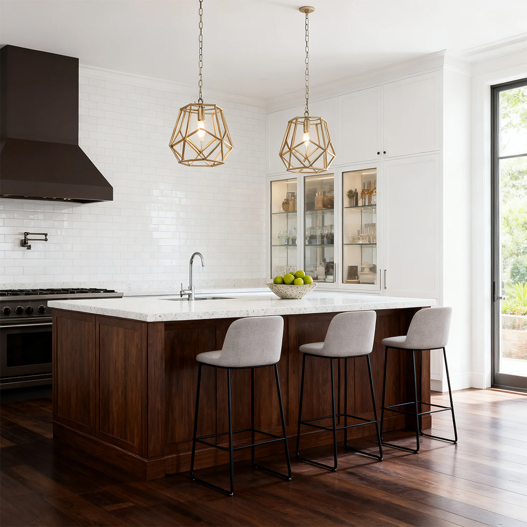 Gold Geometric Pendant Light - Modern Hanging Ceiling Fixture
