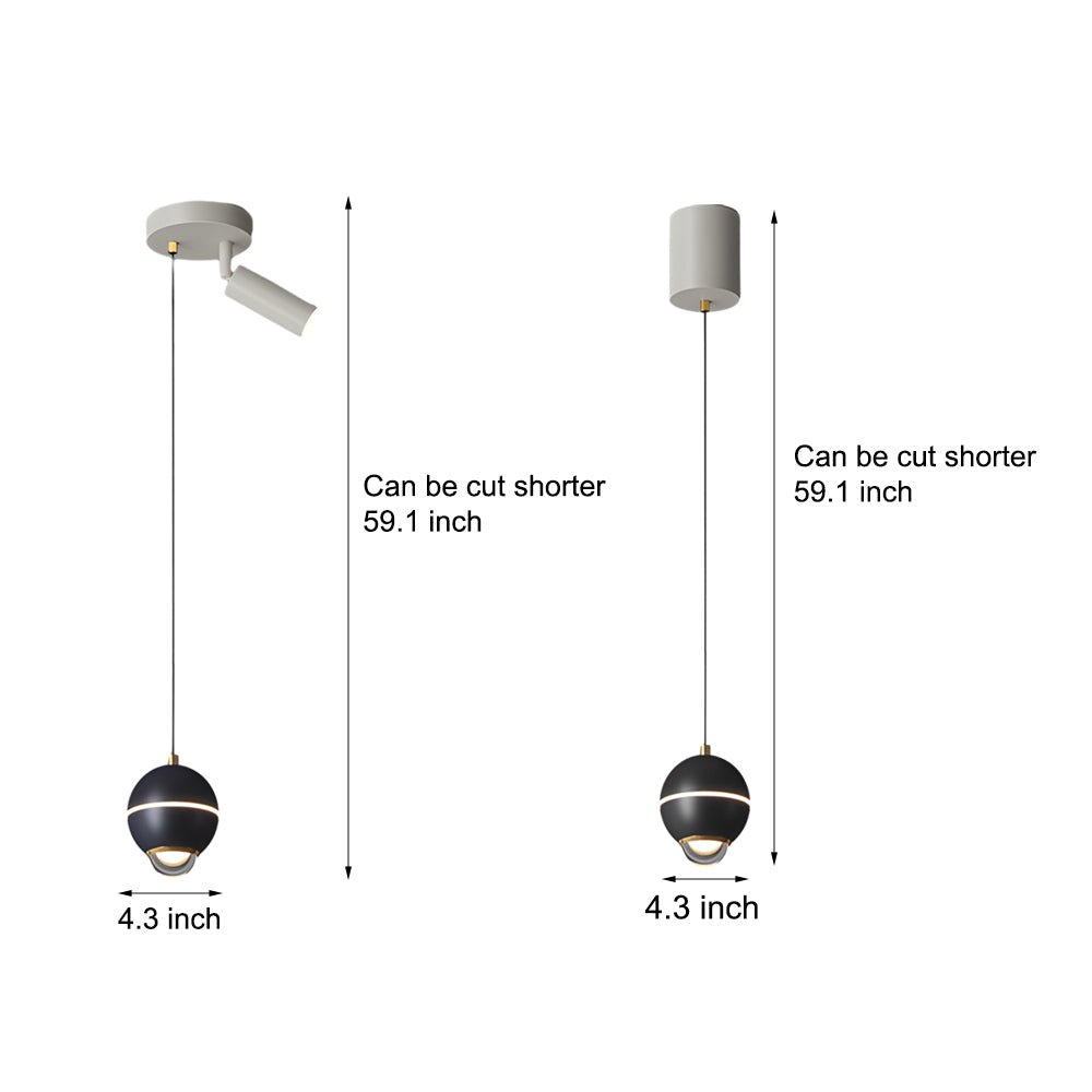 Small Metal Ball LED Pendant Light - 3 Step Dimming Modern Spotlight