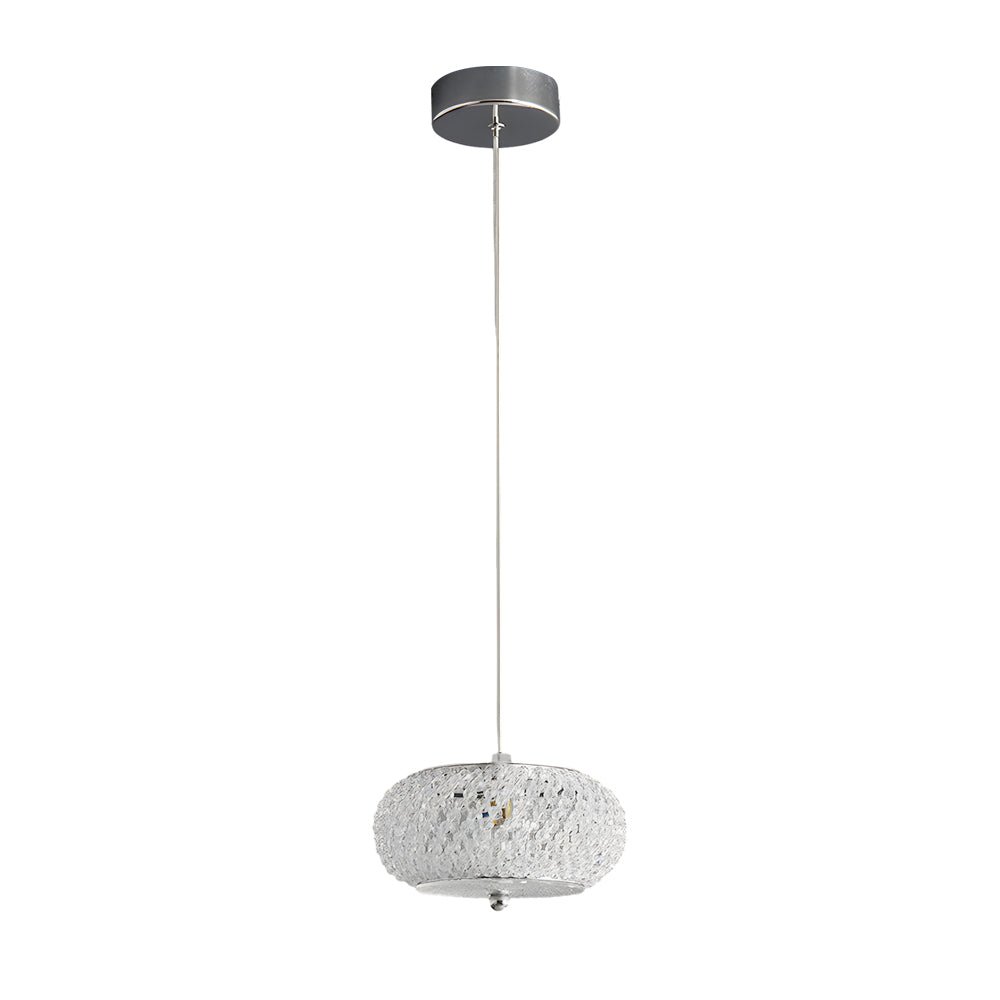 Small Round Drum Crystal LED Pendant Light - 3 Step Dimming Luxury Modern Fixture