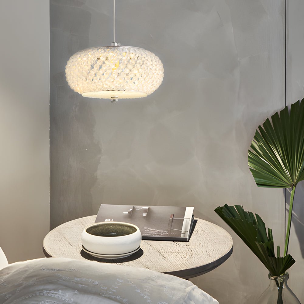 Small Round Drum Crystal LED Pendant Light - 3 Step Dimming Luxury Modern Fixture