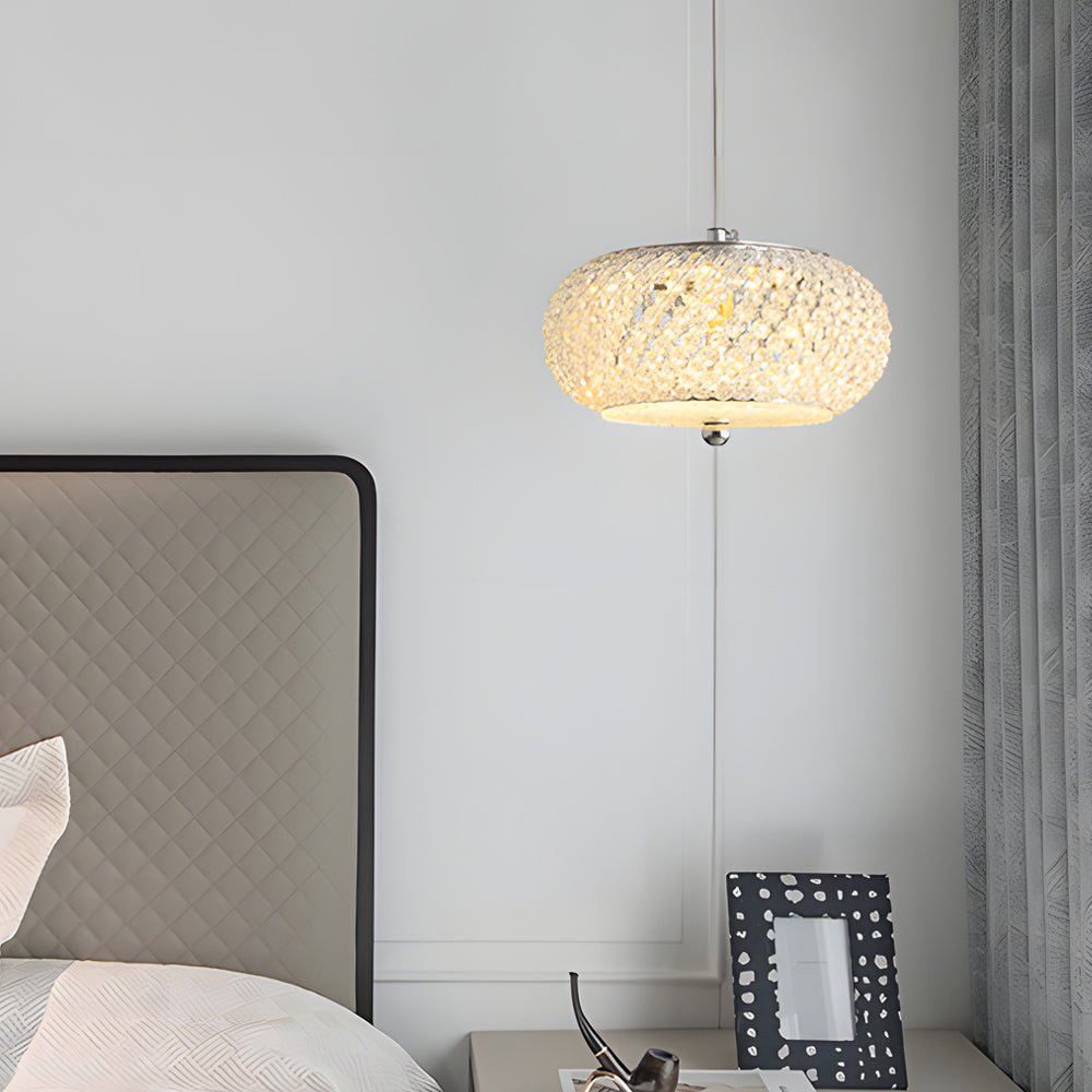 Small Round Drum Crystal LED Pendant Light - 3 Step Dimming Luxury Modern Fixture