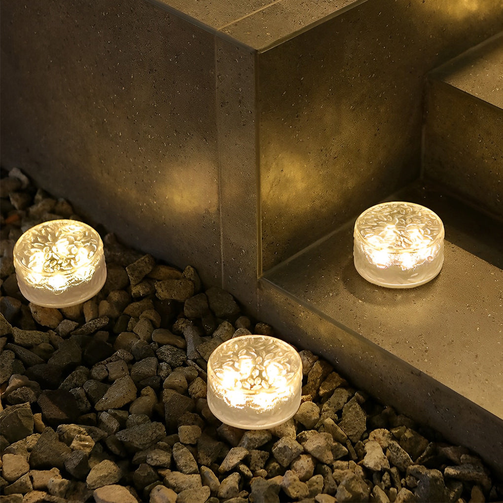 4-Pack LED Round Ice Brick Step Lights - Outdoor Atmosphere Lighting