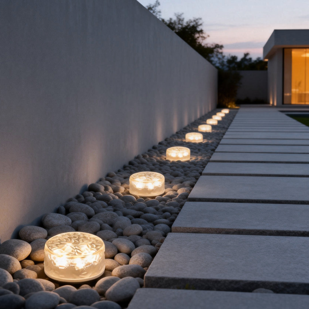 4-Pack LED Round Ice Brick Step Lights - Outdoor Atmosphere Lighting