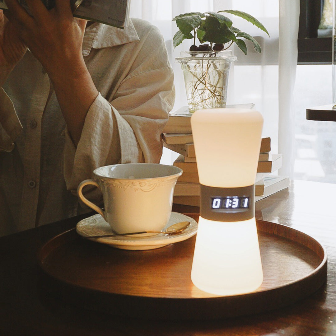 Compact Gravity Sensor Ambient Hourglass Lamp - Small White Table Lamp for Stylish Home Decor