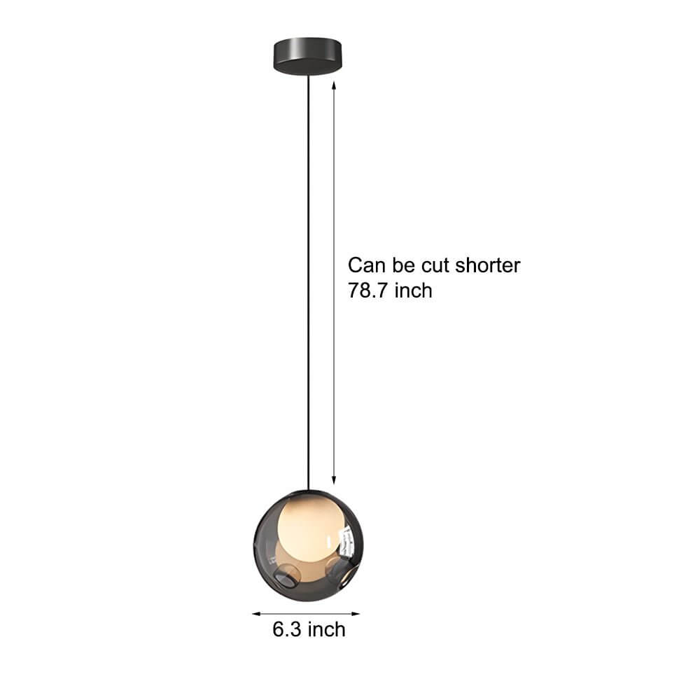 6.3-Inch Glass Bubble Pendant Light - Modern Clear Hanging Fixture
