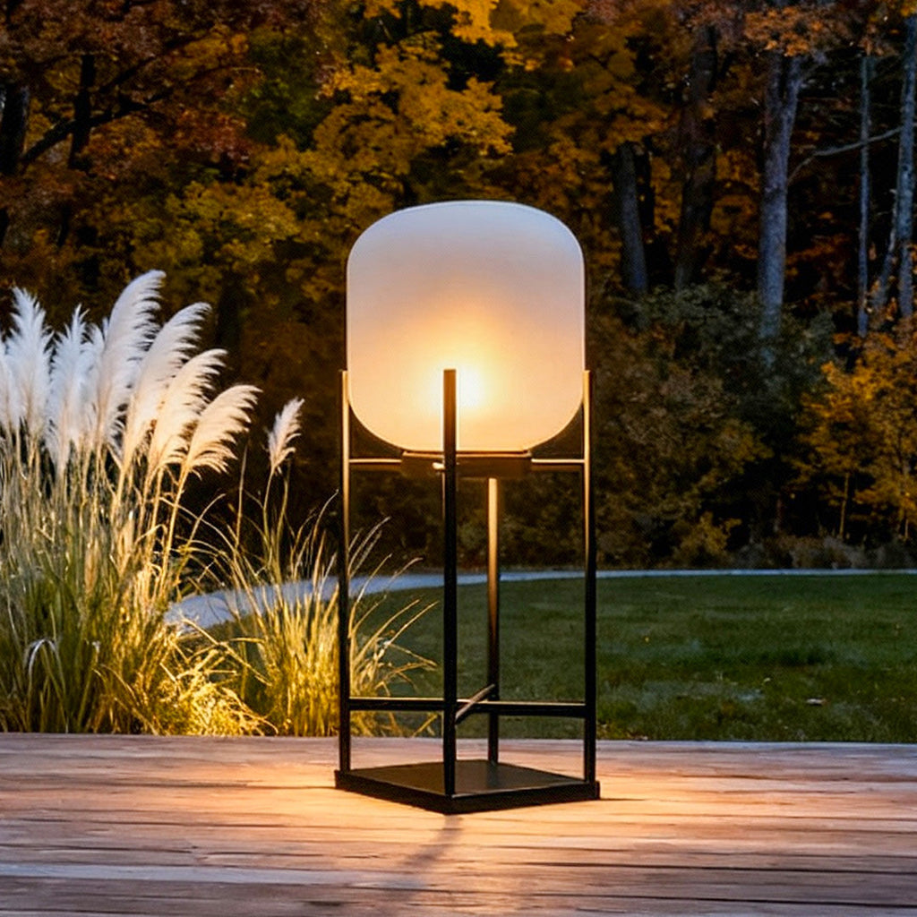 Outdoor LED Metal Floor Lamp - Standing Light Lantern for Patios, Gardens, and Decks