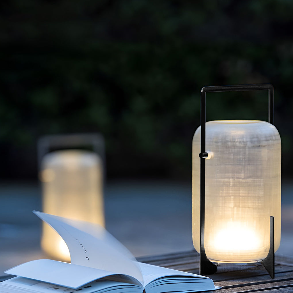 Outdoor Modern Handle Lantern - Waterproof LED Light for Patio & Garden