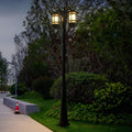 2-Head Outdoor Post Light - Modern Black Waterproof LED Fixture