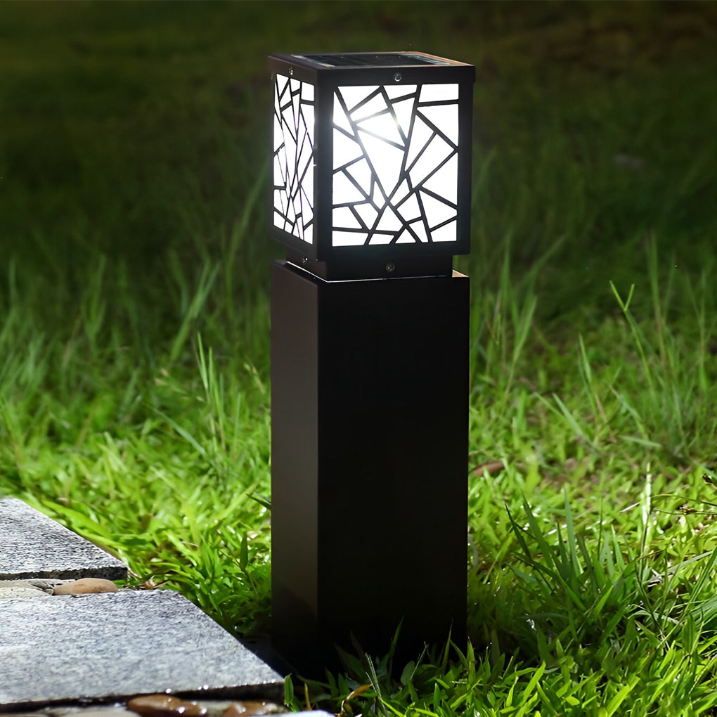 Solar Bollard Path Lights - LED Black Waterproof Outdoor Lamp