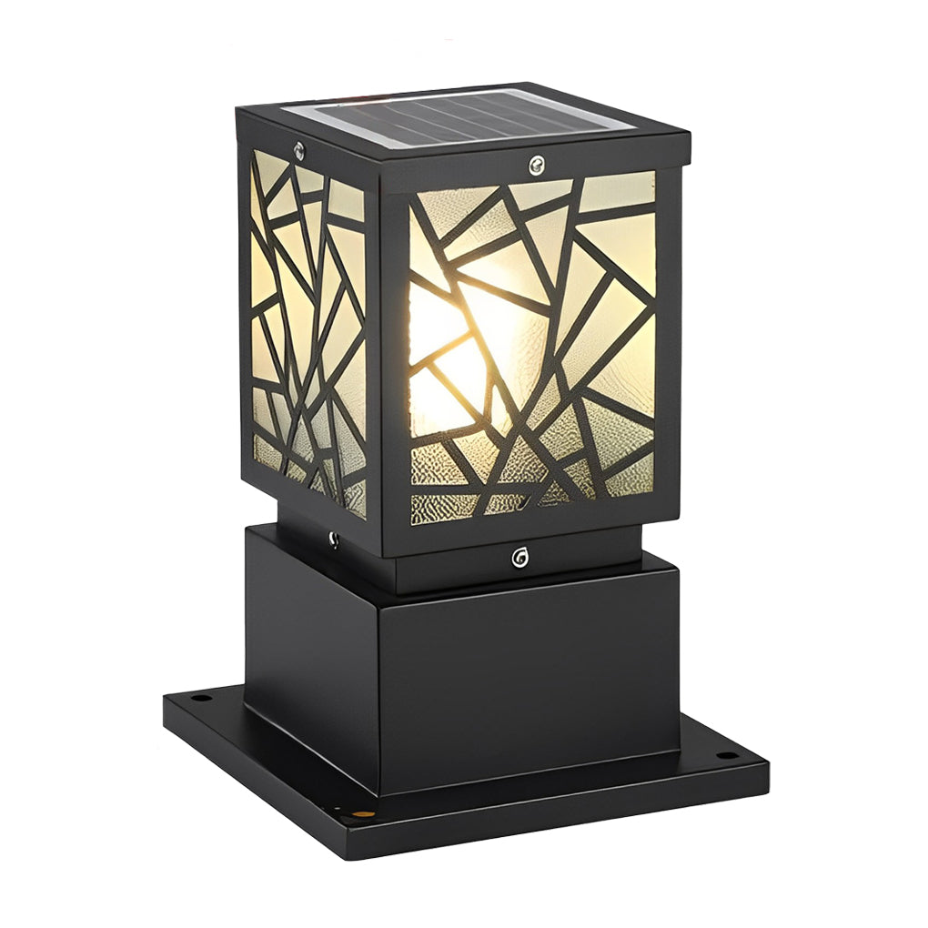 Solar Bollard Path Lights - LED Black Waterproof Outdoor Lamp
